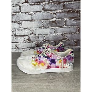 NoBull Canvas Trainer White Purple Floral Bouquet Shoes Women’s Sz 11M US/43EU